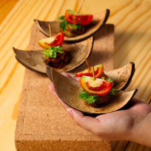 Coconut Shell Serving Boats – Serveware – Natural Coconut – Handcrafted Eco-Friendly – Set of 10