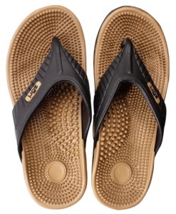 Zori Slippers - Zwart/Cognac - Massage Thong