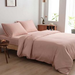  Pink bamboo bedding set with 400TC Tanboocel fabric, available in multiple sizes for 2 people, featuring a soft, cozy, and luxurious design.