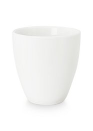 White ceramic mug with a simple, minimalist design. Measures 150ml in capacity. Suitable for everyday use or as a decorative accent piece.