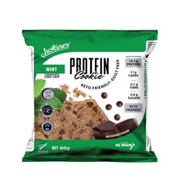 Mint chocolate chip protein cookie made with high-quality ingredients. Contains 10g of protein per serving.