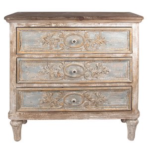 Kommode 97 x 38 x 98 cm, beige-graue Holzkommode