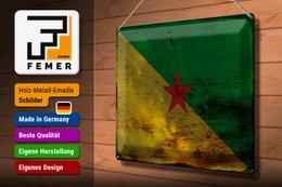 Tin Sign Flag French Guiana 40x30cm Flag Rust