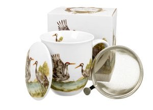 DUO WORLD OF BIRDS Mug + Infuser, 400ml, COMMON CRANES, giftbox