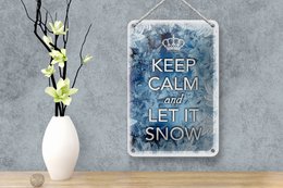 Tin sign saying 12x18cm Keep Calm and let is snow decoration