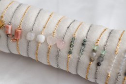 Bracelet Aquamarine and Labradorite - Gold