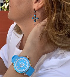 Dutch Master Turquoise double plated rose gold 3-hand 10 ATM