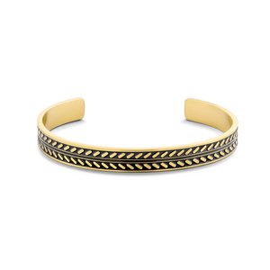 Frank 1967 7FB-0566 Stahlarmband – Herren – Armreif – 62 x 51 mm – 8 mm breit – 18 cm – schwarz lackiert – goldfarben