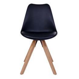 Bergen Dining Chair - PU Leather, Moulded Plastic, Rubberwood, Black - Set of 2