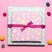 MINT and pink wrapping paper with points, wrapping paper confetti - wrapping paper for children's gifts, for birth and for baptism gifts