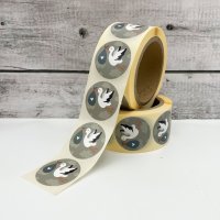 Aufkleber 'Storch' grau-grün auf einer Rolle mit 500 Stück