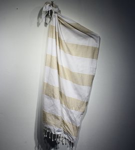 SALE HAMAM Cloth XL Striped Taupe/White