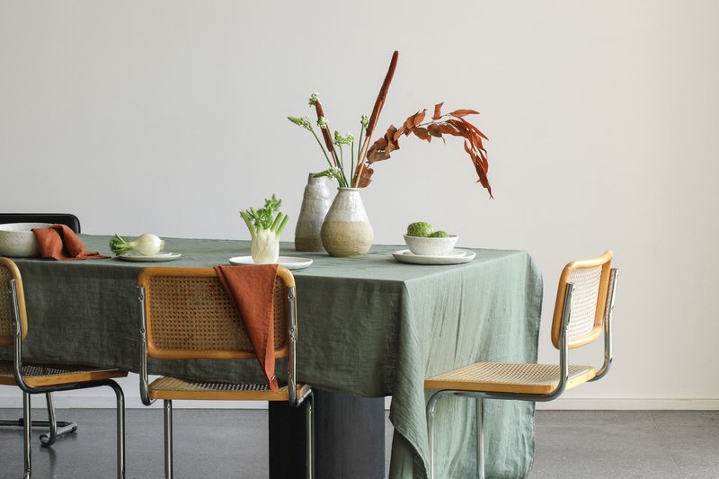Hør dug Nordic Moss grøn (330x145 cm)