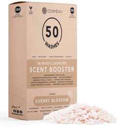 Fragrance booster beads in various scents including Fresh Spring, Sea Breeze, Lavender, Wild Forest, and Berry Blossom. The beads are packaged in tubes and refill bags.