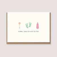 Folded card with envelope - "Hooray, you're finally here!"