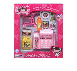 Pink cash register with accessories