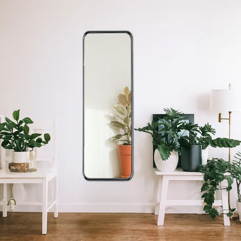 Camden pass mirror with steel oval rim 30x120 cm