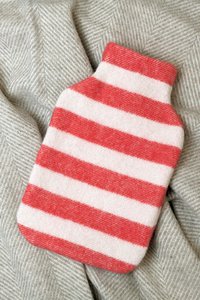 Hot water bottle cover STRIPES tomato / off white
