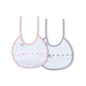 LÄTZCHEN (PACKUNG 2 EINHEITEN) – 100 % BAUMWOLLSTOFF – GRAU & ROSA