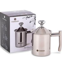 Manueller Hand-Milchaufschäumer aus Edelstahl mit Mesh-Sieb - 400 ml