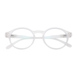 White round computer glasses with a floral pattern.