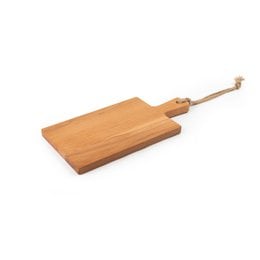 Small wooden drinks board with handle, 33 x 18 cm, suitable for serving cheese and other appetizers.