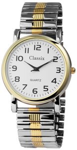 Classix men's watch with stainless steel pull strap, Ø 38 mm, bicolor/white