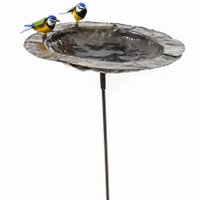 ZIMBA-ARTS METAL COUPLE BLUE TIT PLATE BOWL ON STICK