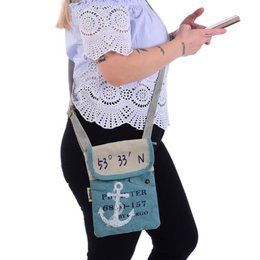 Sunsa skuldertaske til kvinder. Skuldertaske i maritim stil. Håndtaske i lærred. lille crossbody taske til kvinder.