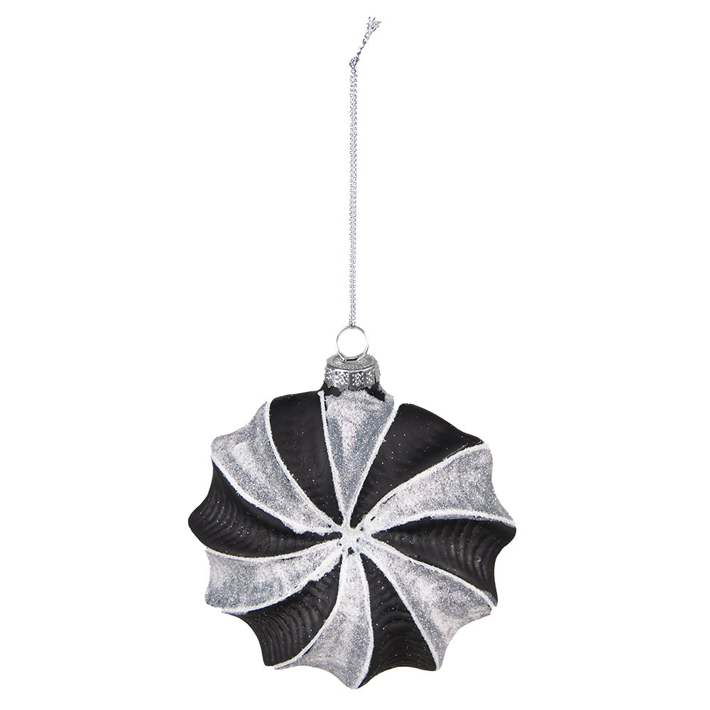 Kerstbal Set van 4 10 cm Zwart Grijs Glas Kerstdecoratie