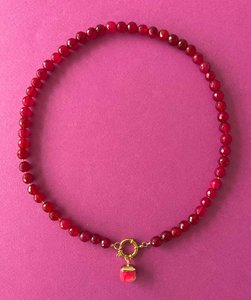 Agate & pink stone necklace