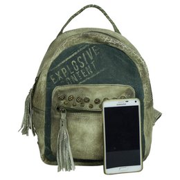 Sunsa leren/canvas rugzak. Vintage rugzak, retro dagrugzak. City rugzaktas voor dames/meisjes in een uniek design. Mini vrijetijdsrugzak voor dagelijks gebruik.