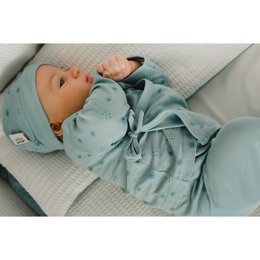 ENSEMBLE 5 PCS(CHEMISE+PANTALON+GANTS+BAVOIR+CHAUSSETTES)POUR NOUVEAU-NÉ (0-6 MOIS)-100%COTON-MOD. DUENDES - BLEU FONCÉ