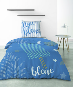 DEKBEDOVERTREKSET 2ST 140X200CM 100% KATOEN 47 DRADEN NACHTBLAUW