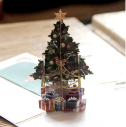 Popup Christmas Card 3D Christmas tree with presents pop up Christmas card with Message Panel