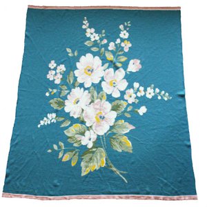 Überwurf gestrickt, Blumencreme/Zartrosa, 100 % Baumwolle