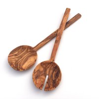 2-piece salad cutlery New York flat & light 26 cm made of olive wood