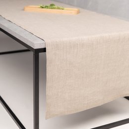 Natural hemp table runner in beige color, rectangular shape, suitable for dining tables.