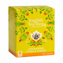 Lemongrass, citrus, and ginger organic tea with 8 tea bags. Floral and herbal notes with a bright, refreshing flavor.
