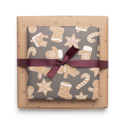 Doppelseitiges Geschenkpapier Weihnachten "Lebkuchen" Weihnachtsplätzchen in Beige und Braun aus 100% Recyclingpapier