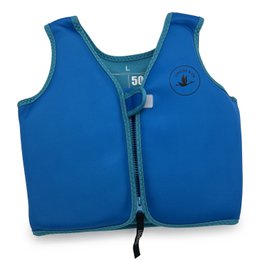  Blue life vest with zipper and UPF50+ sun protection for children aged 1-9 years.