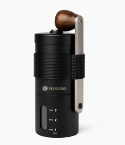 Coffee grinder manually with stepless ceramic grinding - compact hand coffee grinder (black)