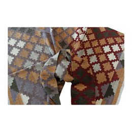 Alfombra Kilim geométrica de madera a la deriva