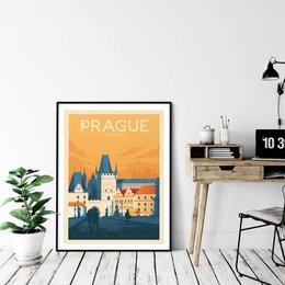 Affiche Prague Vintage | Poster Ville Prague République Tchèque
