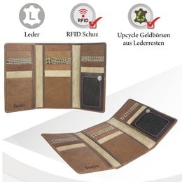 Cartera de mujer Sunsa. monedero de cuero. Cartera con protección RFID. Cartera sostenible hecha con retales de cuero. Cartera de mujer grande con muchos compartimentos para tarjetas de crédito: cartera/cartera para mujer, la mejor idea de regalo.