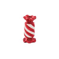 Candle Holder- Toffee Candy- Ceramic-rood/ wit- 7,5x7,5x13 cm