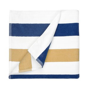 Beach Towel, 100% cotton, 90x190 cm, Stripe Navy/Gold