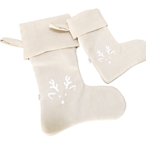 Kerstsok rendier 30x21cm linnen