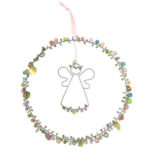 Parelkrans Ø 20cm, draadengel, pastel