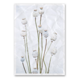 Multiple poppies wall art in various sizes and finishes, featuring a textured, distressed canvas with a soft, muted color palette.